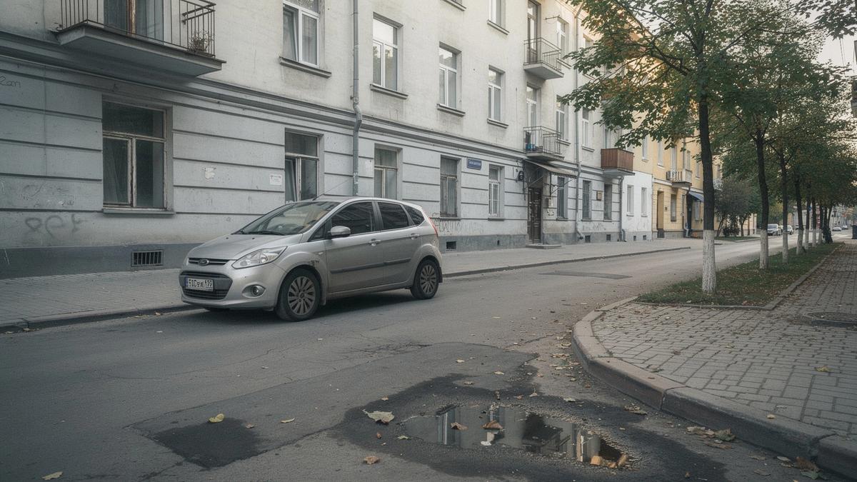 Compact hatchback parked on a quiet Kyiv side street
